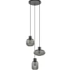 3-Lichts ronde eettafelhanglamp zwart met smoke glas>Straluma Online