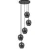 5-Lichts ronde hanglamp zwart met smokey glas>Straluma New