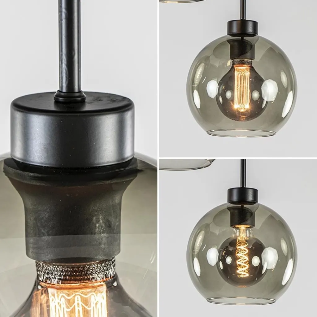 3-Lichts ronde plafondlamp met smoke glazen bollen>Straluma Sale