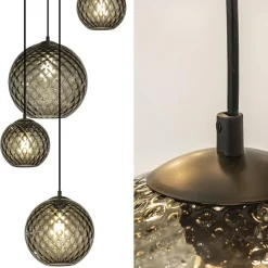 6-Lichts vide hanglamp smoke glas met reliëf><noscript><img width=
