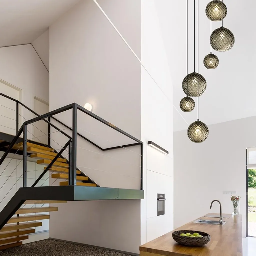 6-Lichts vide hanglamp smoke glas met reliëf>Straluma Cheap