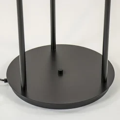 3-Lichts vloerlamp mat zwart met amber glazen bollen><noscript><img width=