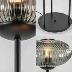 3-Lichts vloerlamp met smoke glazen kappen reliëf><noscript><img width=