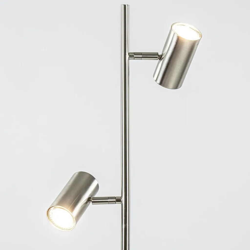 2-Lichts vloerlamp nikkel met dimbare spots>Straluma Clearance