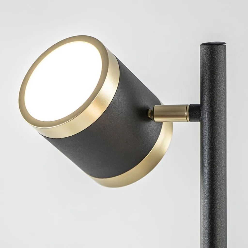 3-Lichts vloerlamp zwart/goud met dimbare spots>Straluma New