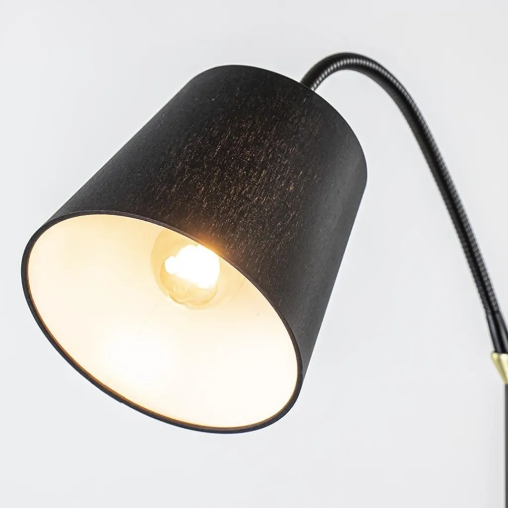 2-Lichts vloerlamp zwart/goud met flexibele armen>Straluma Fashion