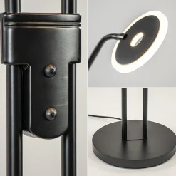 2-Lichts vloer/leeslamp zwart met dimbaar LED><noscript><img width=