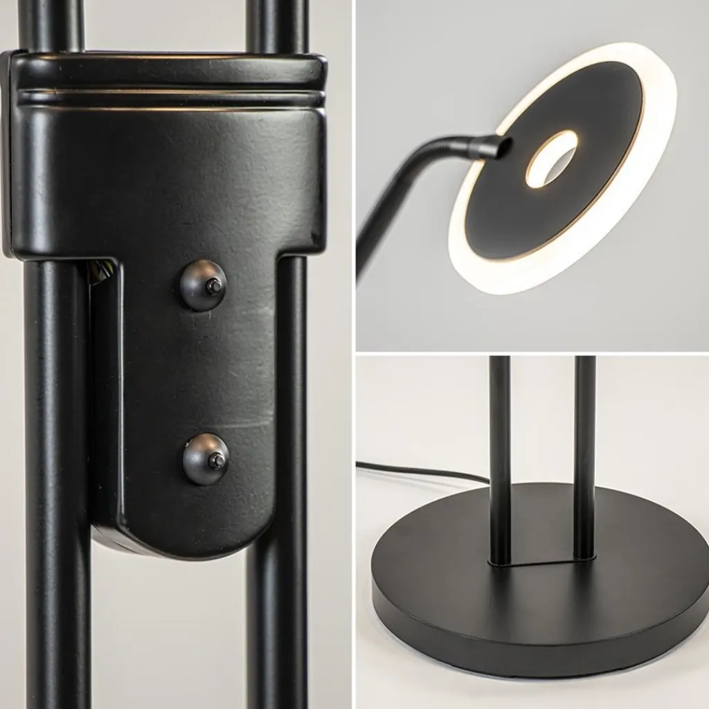 2-Lichts vloer/leeslamp zwart met dimbaar LED>Straluma Hot