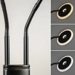 2-Lichts vloer/leeslamp zwart met dimbaar LED><noscript><img width=