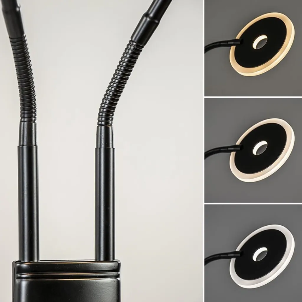 2-Lichts vloer/leeslamp zwart met dimbaar LED>Straluma Hot