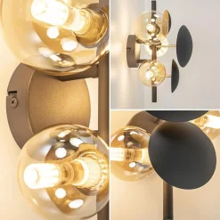 3-Lichts wandlamp grijs/goud met amber glas><noscript><img width=