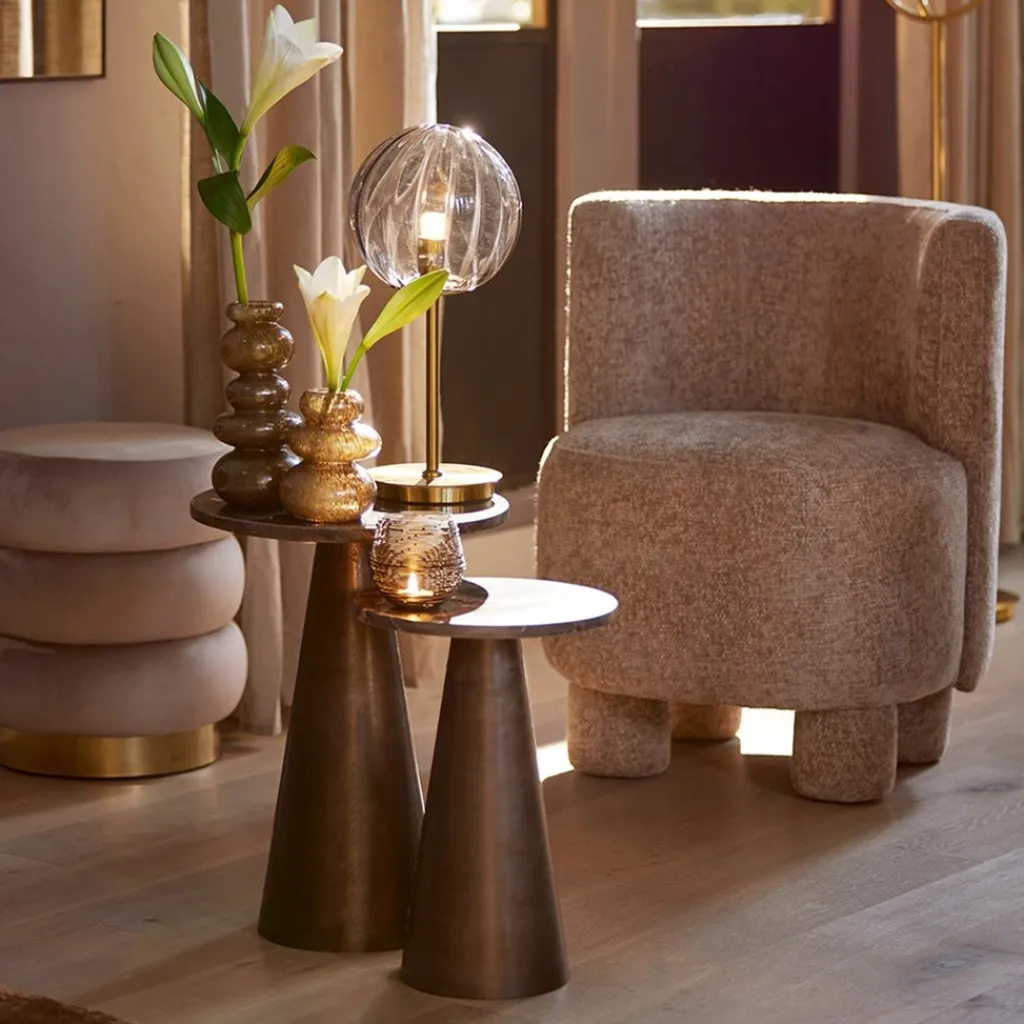 Light and Living bijzettafel Ynez bruin marmer 29x43 cm>Straluma Fashion