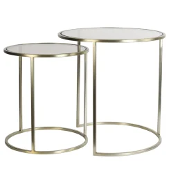 Light and Living bijzettafel Duarte set van 2 goud met bruin glas>Straluma Cheap