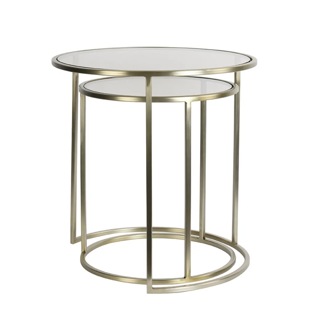 Light and Living bijzettafel Duarte set van 2 goud met bruin glas>Straluma Cheap
