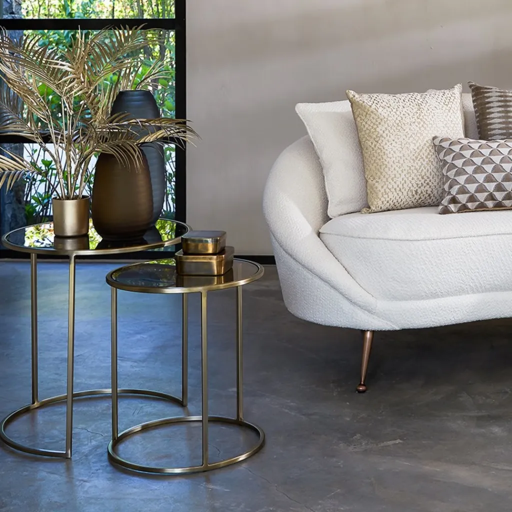 Light and Living bijzettafel Duarte set van 2 goud met bruin glas>Straluma Cheap