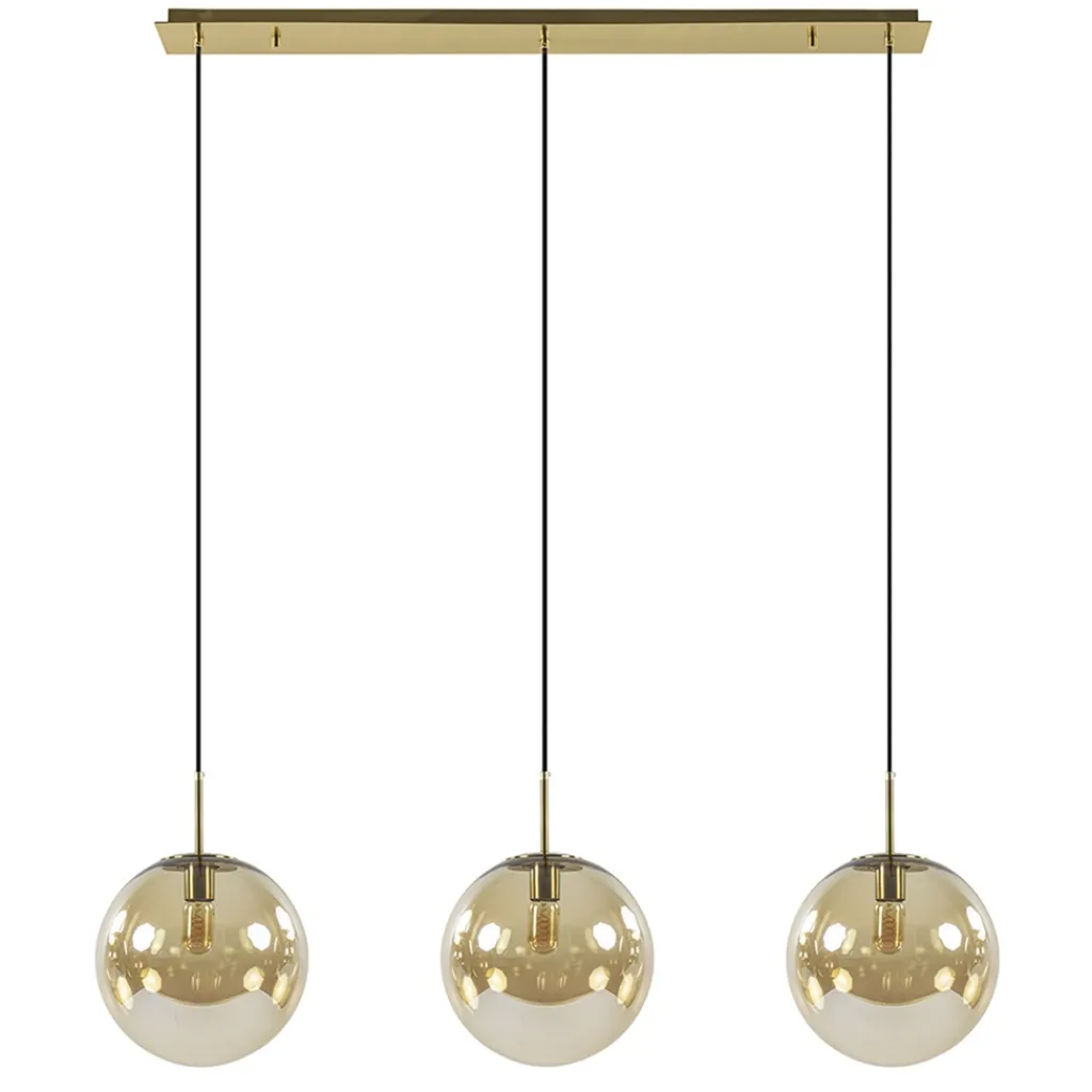 Light and Living hanglamp Medina 3L goud met amber glas>Straluma Fashion