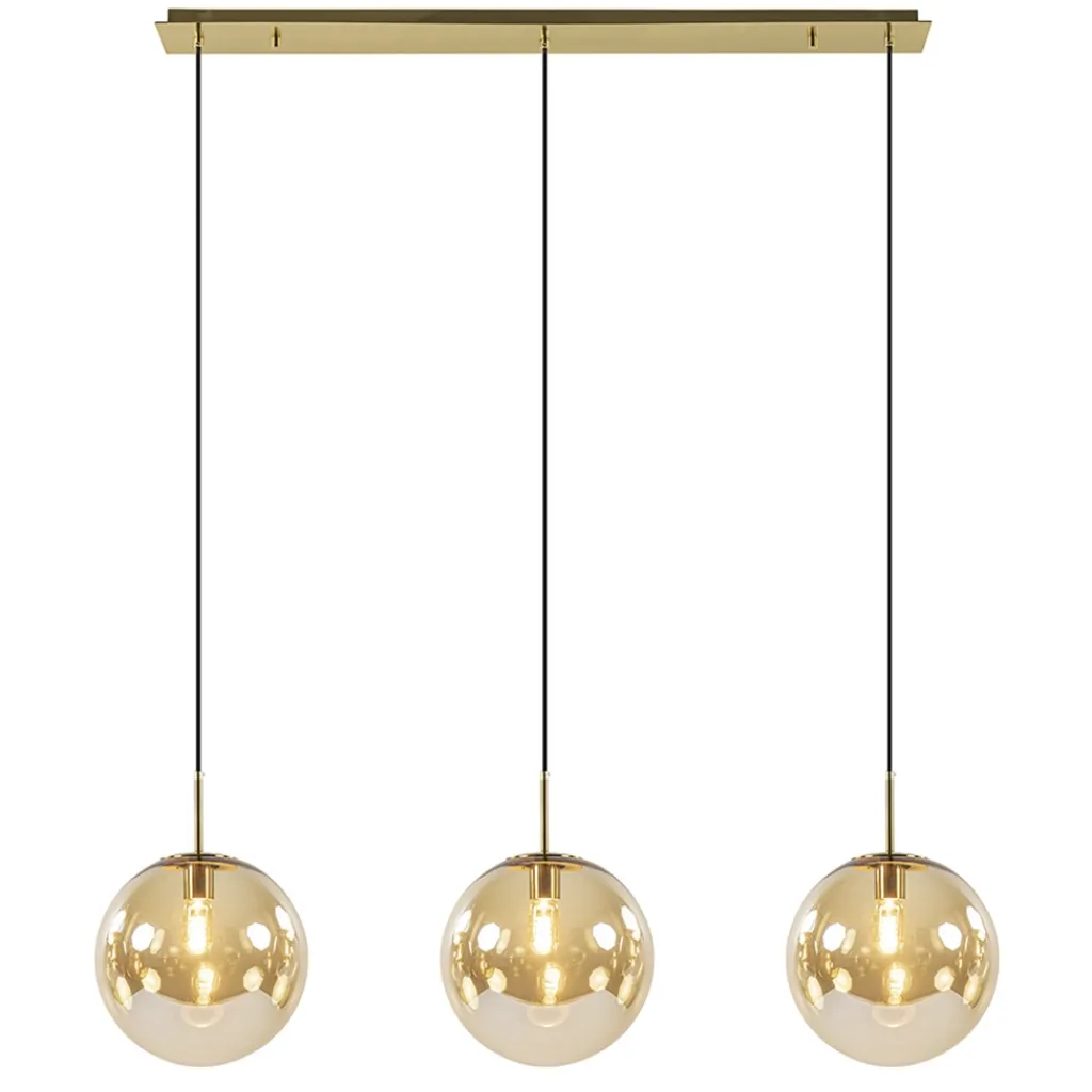 Light and Living hanglamp Medina 3L goud met amber glas>Straluma Fashion