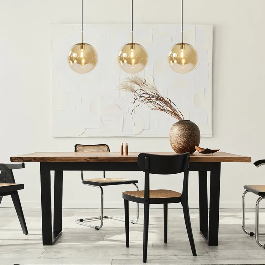Light and Living hanglamp Medina 3L goud met amber glas>Straluma Fashion