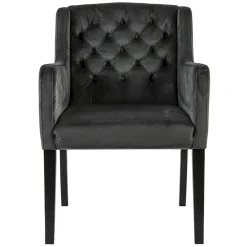 Luxe armstoel velvet mid grey met zwarte eiken poot>Straluma Hot