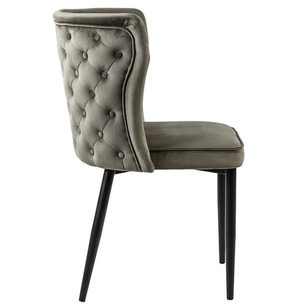 Luxe eetkamerstoel taupe met zwarte poot>Straluma Shop