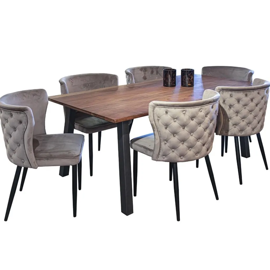 Luxe eetkamerstoel taupe met zwarte poot>Straluma Shop