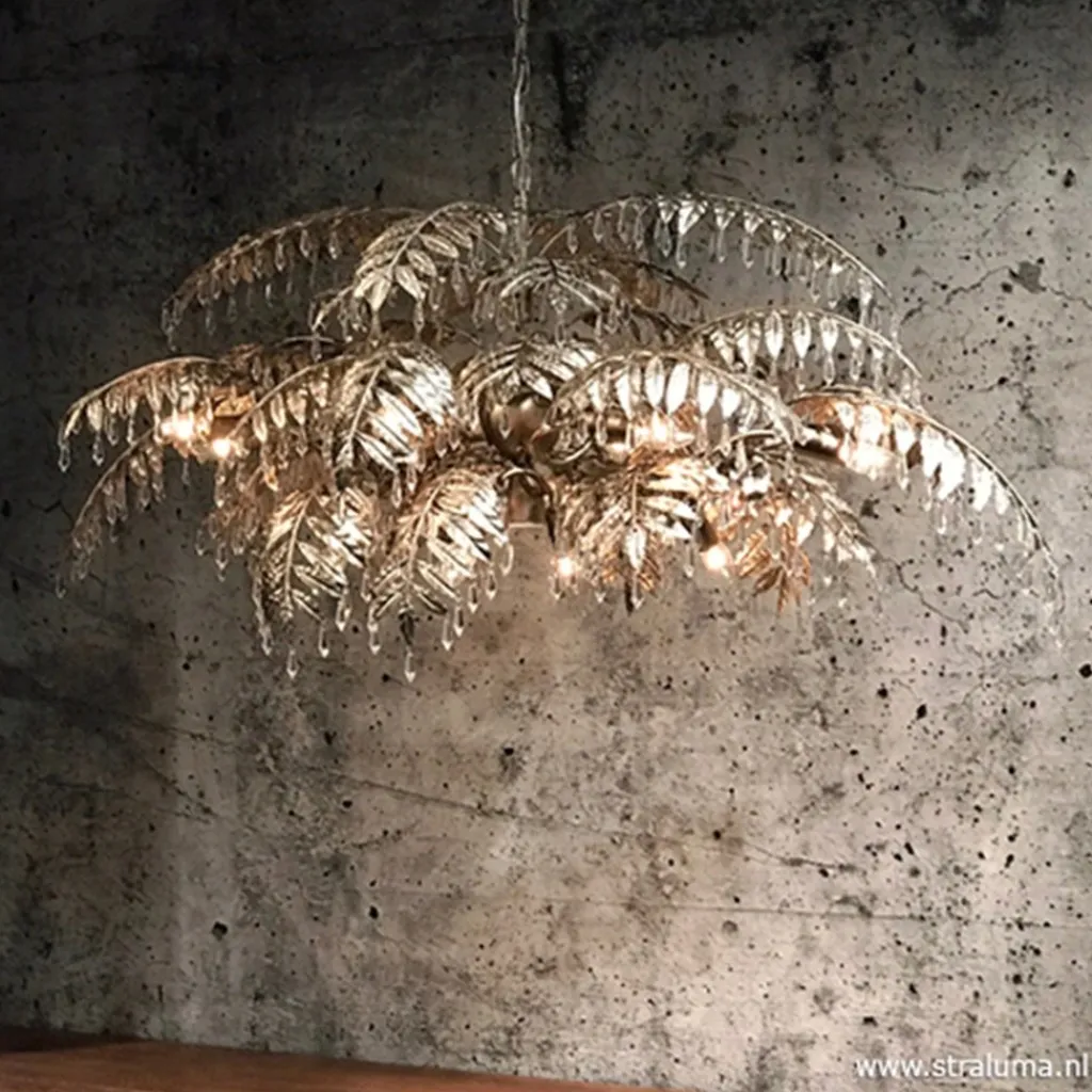 Luxe eettafelhanglamp palm oud zilver>Straluma Clearance