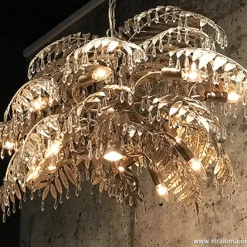 Luxe eettafelhanglamp palm oud zilver><noscript><img width=