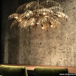 Luxe eettafelhanglamp palm oud zilver><noscript><img width=