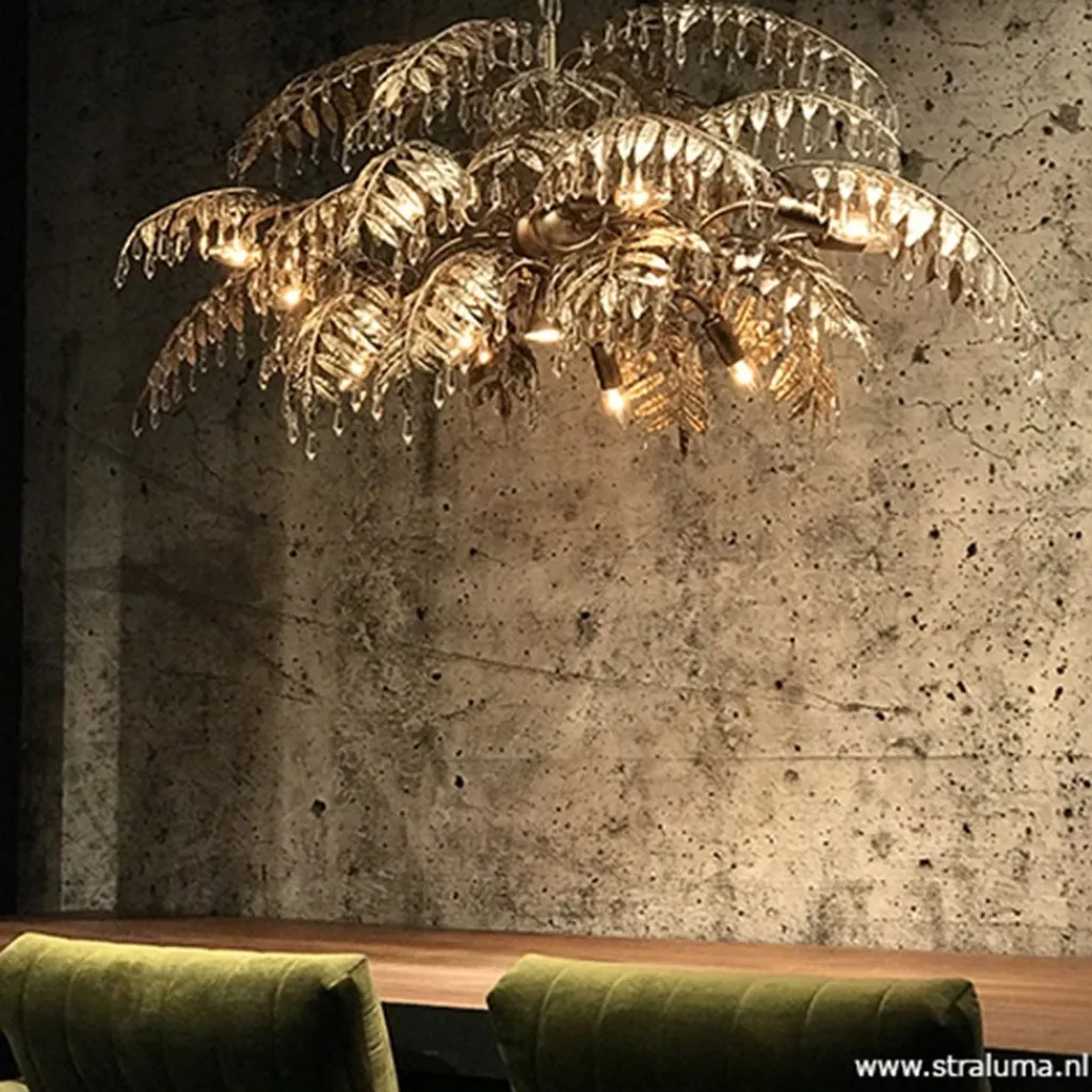 Luxe eettafelhanglamp palm oud zilver>Straluma Clearance