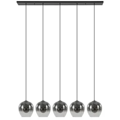 Luxe 5-lichts eettafelhanglamp smoke glas met verloop>Straluma Best