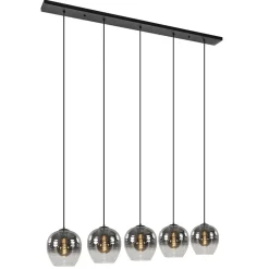 Luxe 5-lichts eettafelhanglamp smoke glas met verloop>Straluma Best
