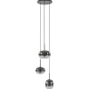 Luxe 3-lichts hanglamp rond met smoke glazen kappen>Straluma New