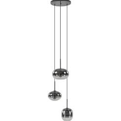 Luxe 3-lichts hanglamp rond met smoke glazen kappen>Straluma New