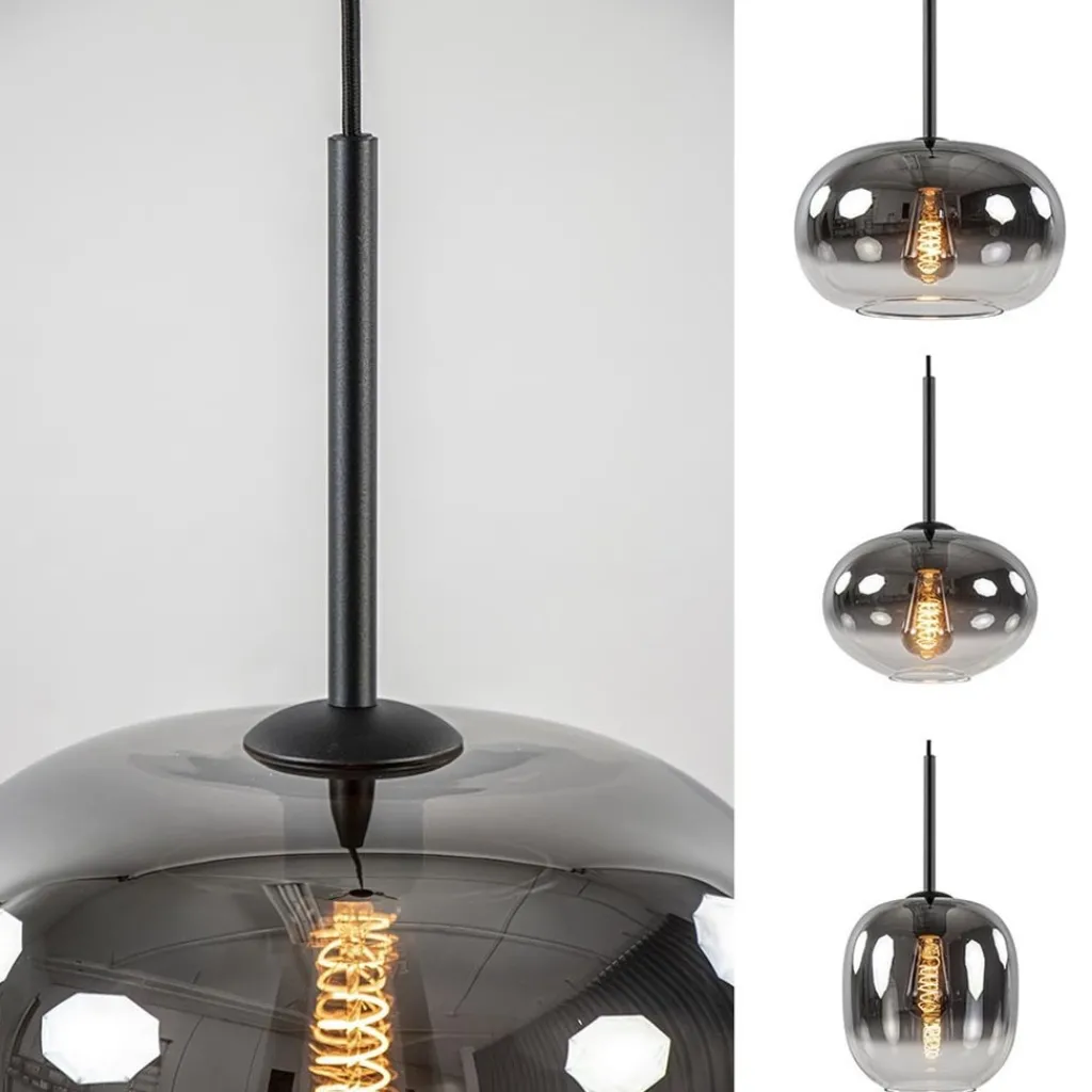 Luxe 3-lichts hanglamp rond met smoke glazen kappen>Straluma New