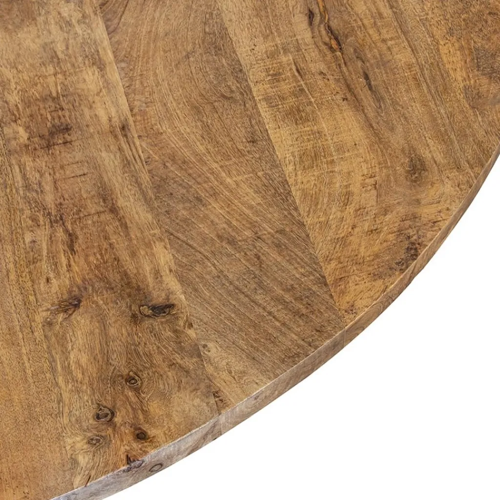 Mango houten eettafel rond met zwarte poot 130 cm>Straluma Sale