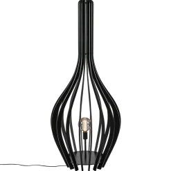 Mat zwarte houten vloerlamp kegel groot>Straluma Cheap