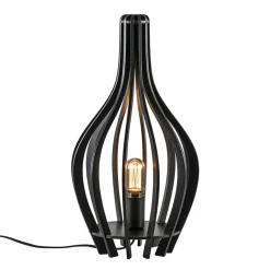 Mat zwarte tafellamp houten kegel>Straluma Cheap