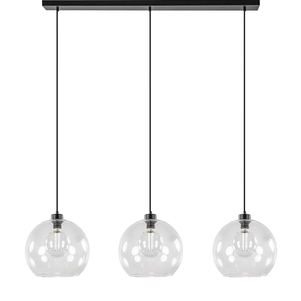 Moderne eettafelhanglamp zwart met helder glas>Straluma Best Sale