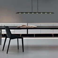 Moderne LED hanglamp balk mat zwart met smoke glas><noscript><img width=