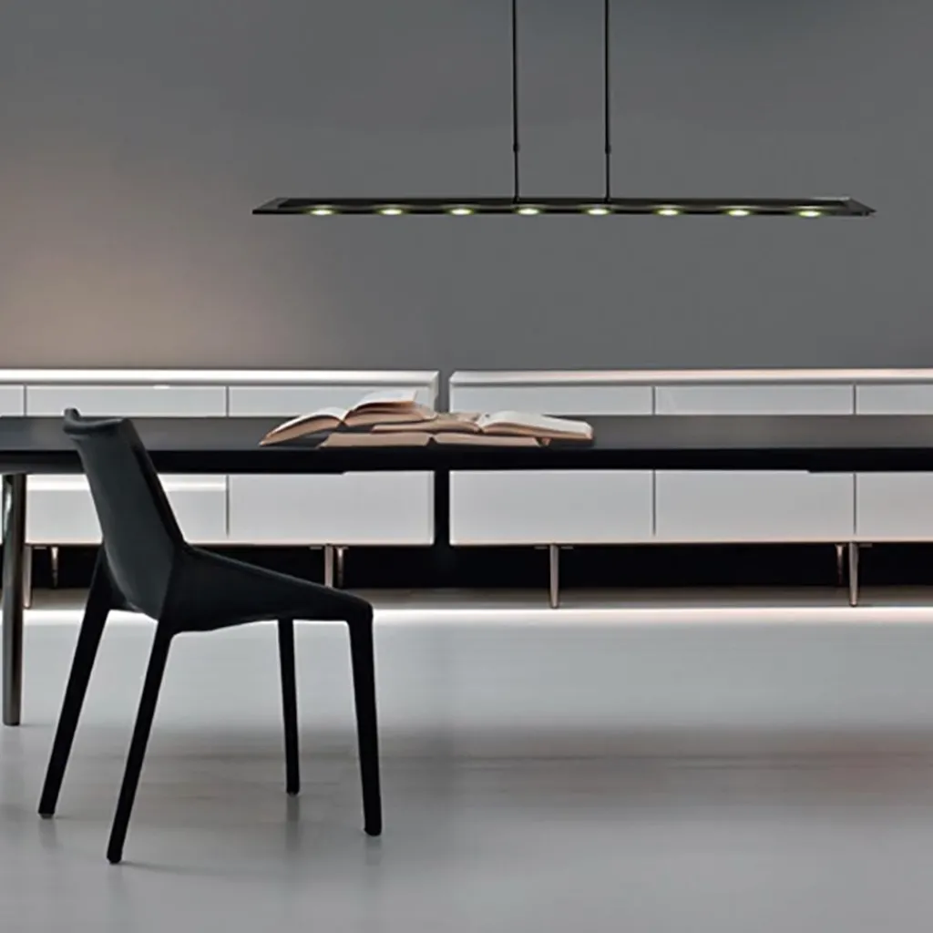 Moderne LED hanglamp balk mat zwart met smoke glas>Straluma Best Sale