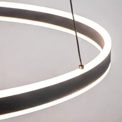 Moderne LED hanglamp zwarte ring 80 cm><noscript><img width=