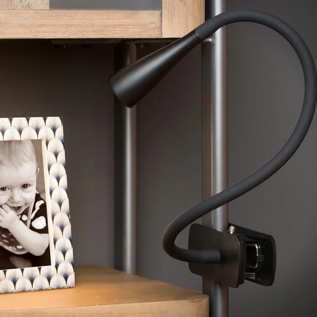 Moderne LED klemlamp zwart inclusief dimbaar LED>Straluma Fashion