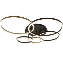 Moderne LED plafondlamp ringen zwart/goud dimbaar>Straluma Discount