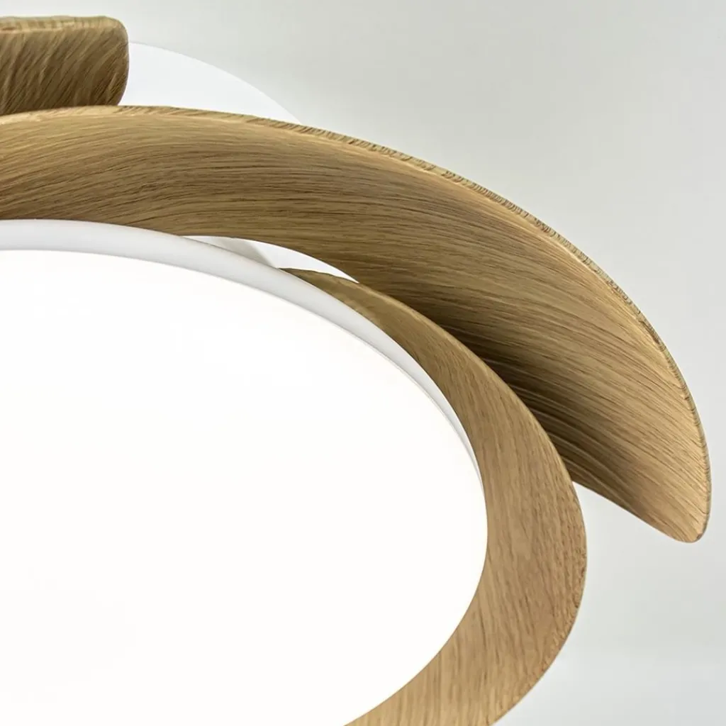 Moderne LED plafondventilator wit met houten bladen>Straluma Discount