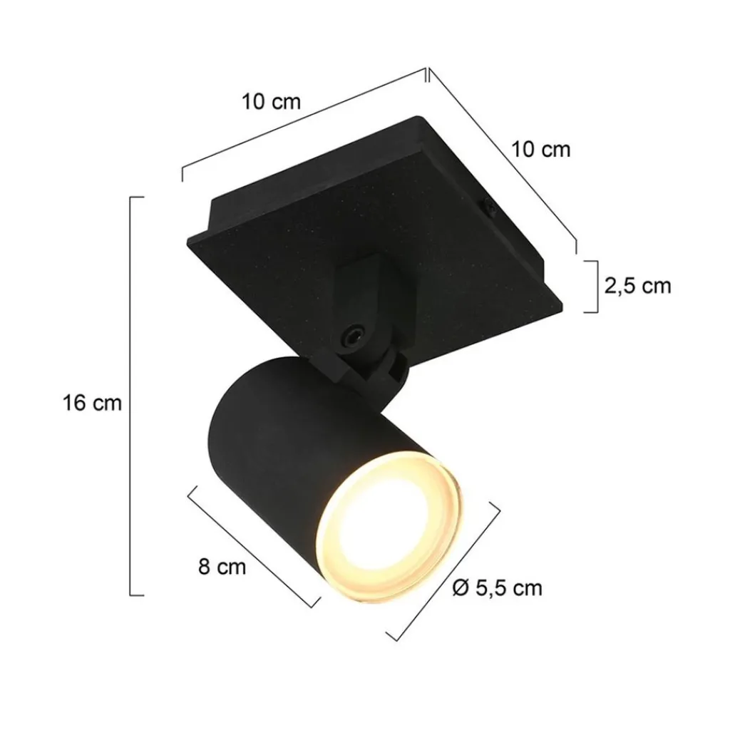 Moderne 1-lichts opbouw spot zwart inclusief LED>Straluma Store
