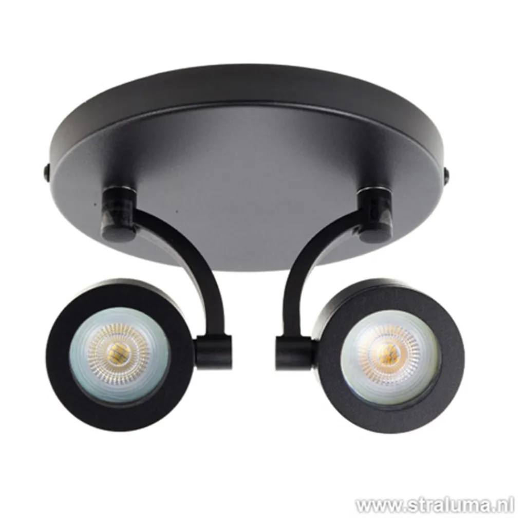Moderne plafondspot mat zwart 2-lichts>Straluma New