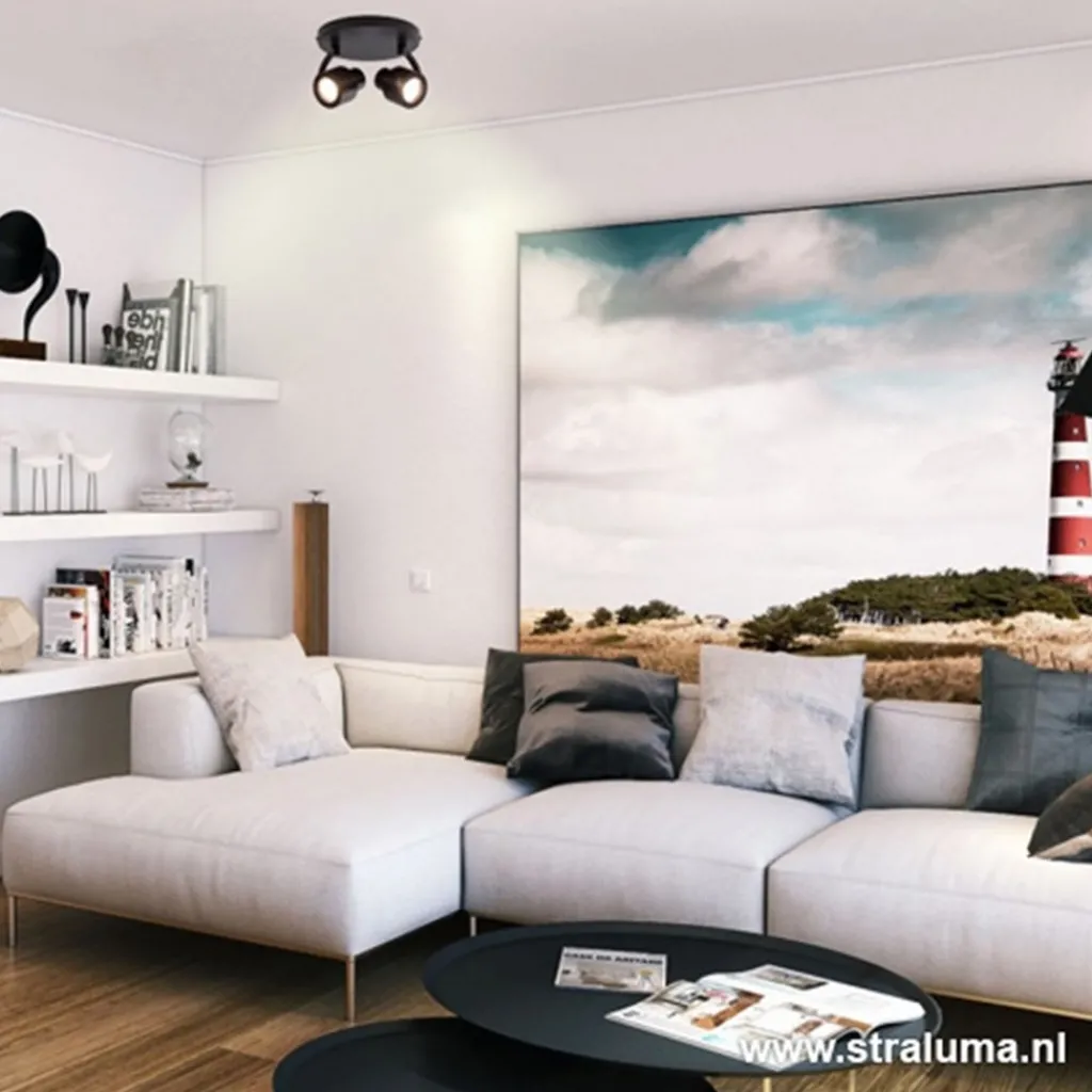 Moderne plafondspot mat zwart 2-lichts>Straluma New