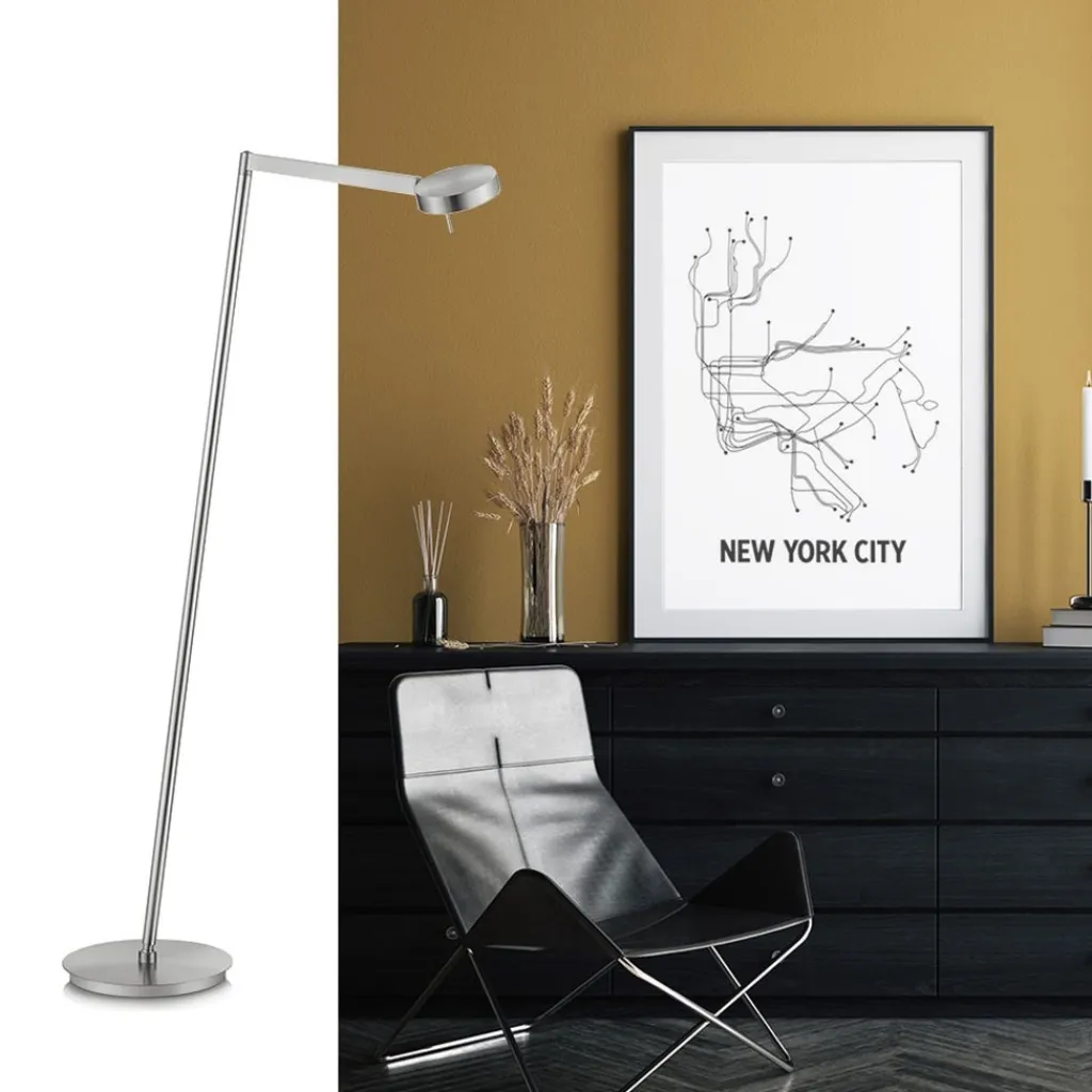 Moderne vloerlamp LED met touchdimmer - Nikkel>Straluma Flash Sale