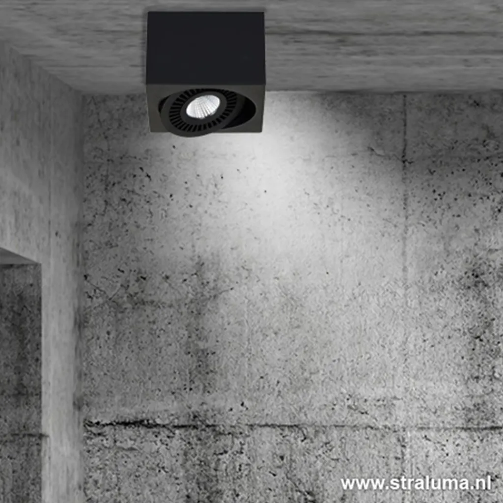 Opbouwspot box zwart 1-lichts led>Straluma Discount