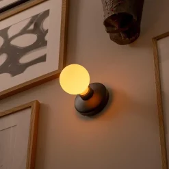 Oplaadbare wandlamp zwart incl frosted lichtbron><noscript><img width=